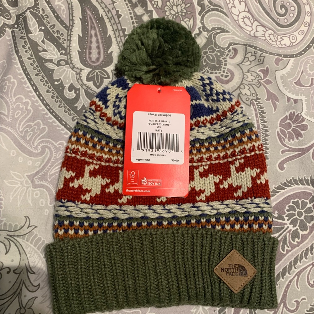 NWT The North Face olive green winter hat